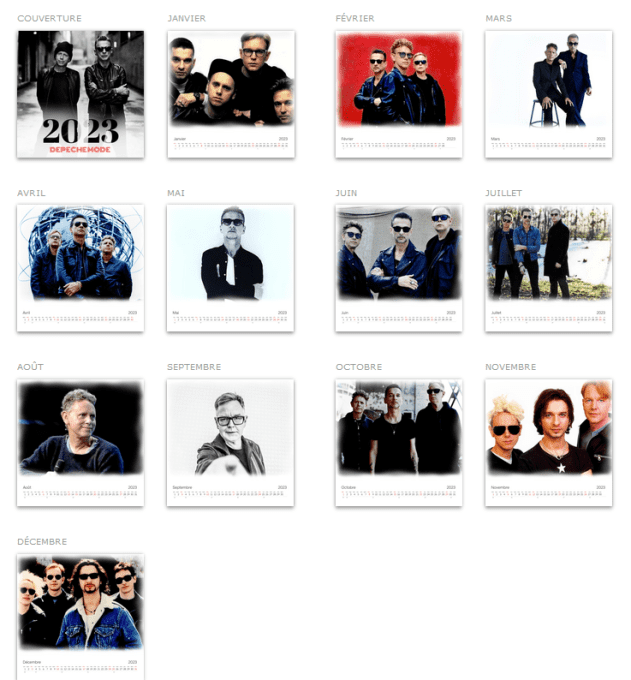 Calendrier: Depeche Mode 2023