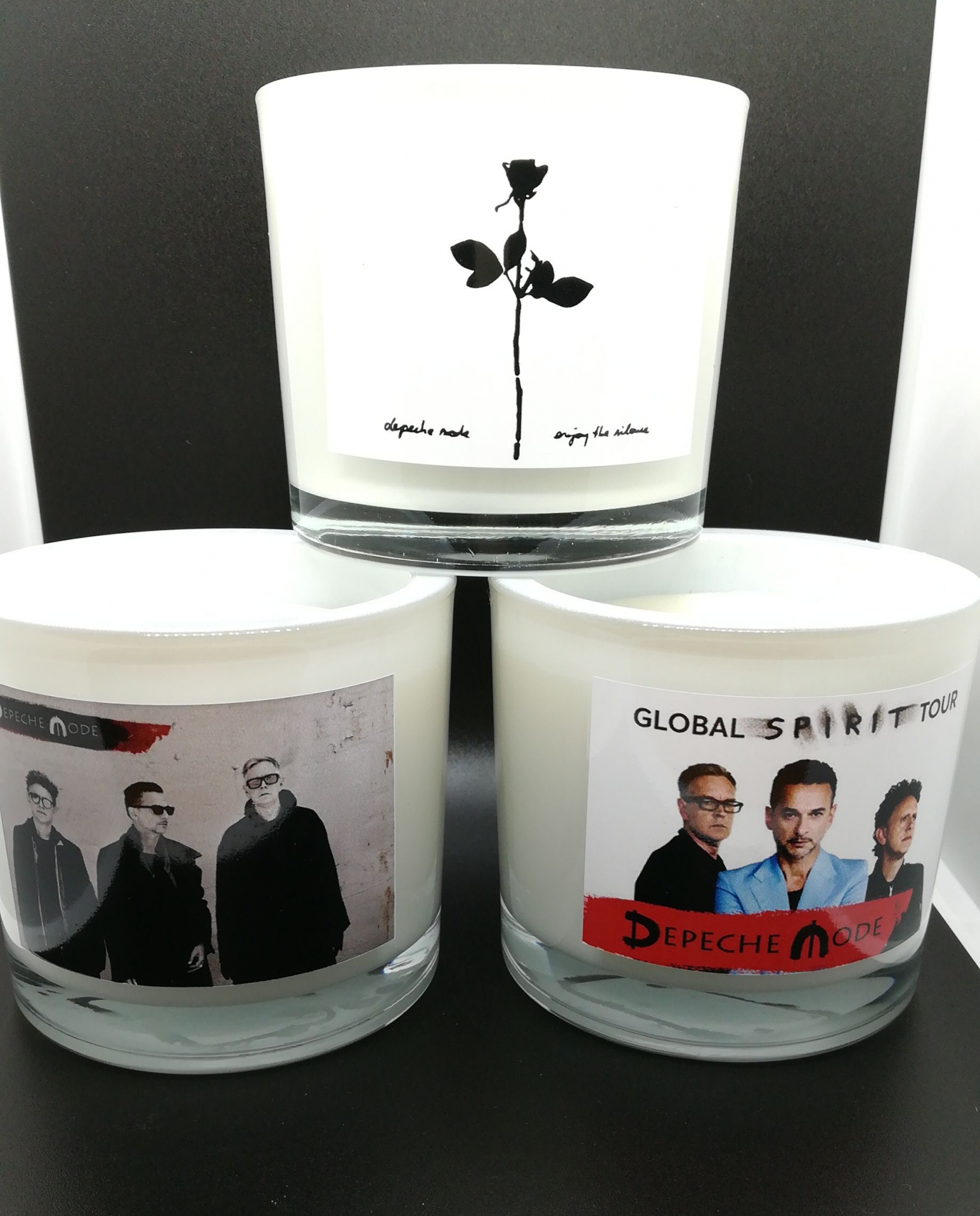 Bougie Depeche Mode en verre: divers motifs